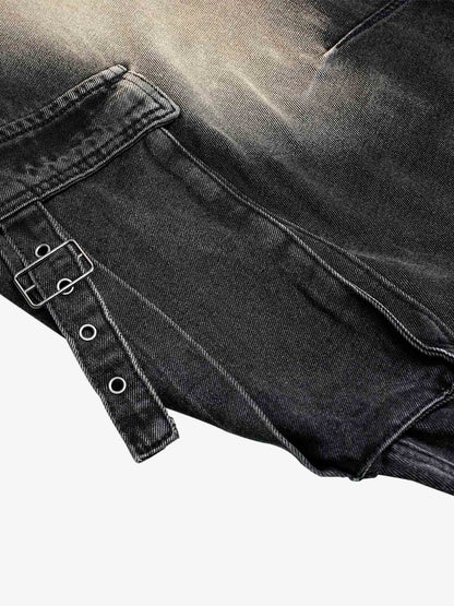 Deconstructed Multi-Pocket Cargo Jeans; Black / M, Black / L, Black / XL, Black / 2XL, Black / S
