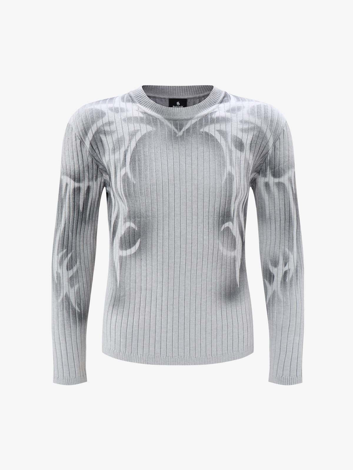 Thorn Graphic Dark Knit Top; Light Grey / M, Light Grey / L, Light Grey / XL