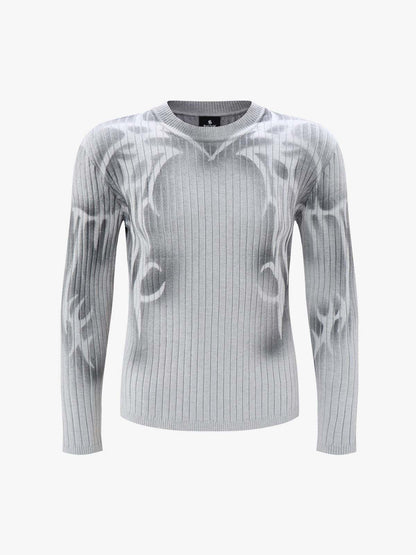 Thorn Graphic Dark Knit Top; Light Grey / M, Light Grey / L, Light Grey / XL