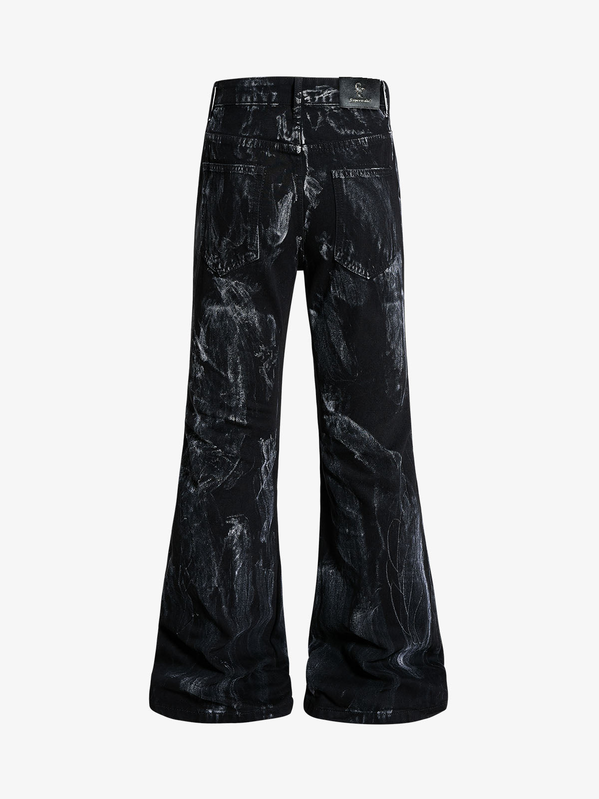 Heavy-duty Waxed Flared Jeans; Black / S, Black / M, Black / L, Black / XL, Black / 2XL
