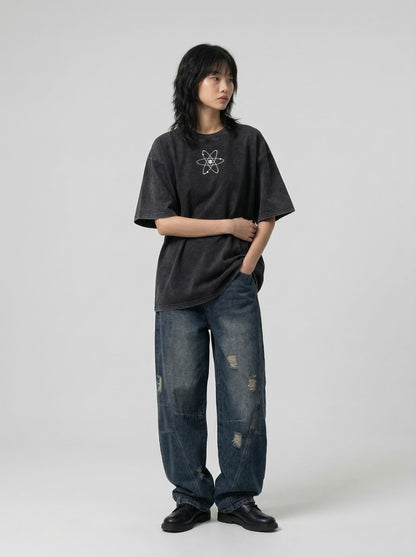 Futuristic Robot Print Oversized T-Shirt