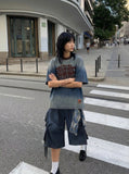 Gradient Denim Wash Oversized T-Shirt