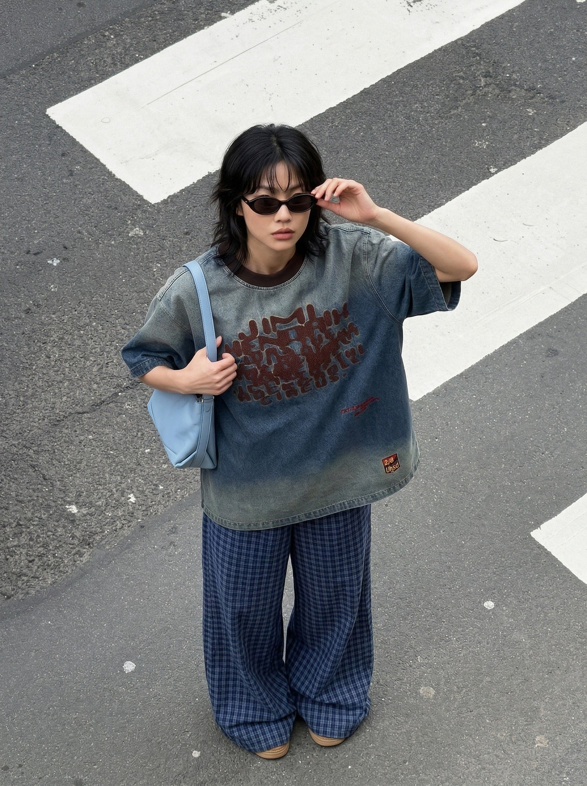 Gradient Denim Wash Oversized T-Shirt