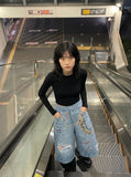 Light Blue Wide-Leg Denim Culottes