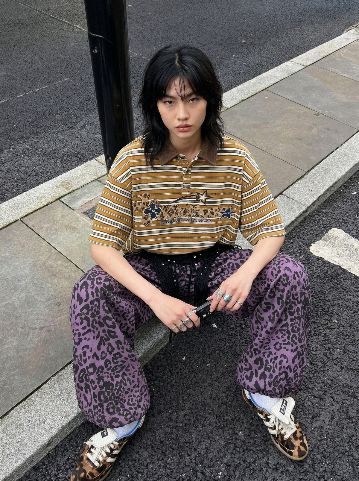 Mafa Vintage Striped Polo Shirt
