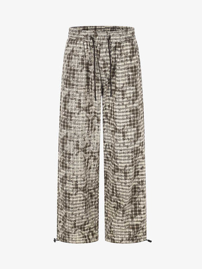 Distressed Plaid Casual Trousers