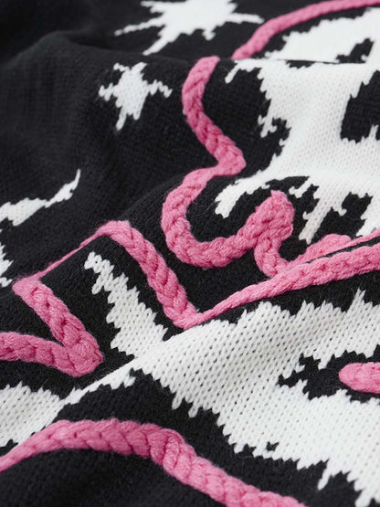 Skull Skeleton Graphic Knit Sweater; Black / S, Black / M, Black / L, Black / XL