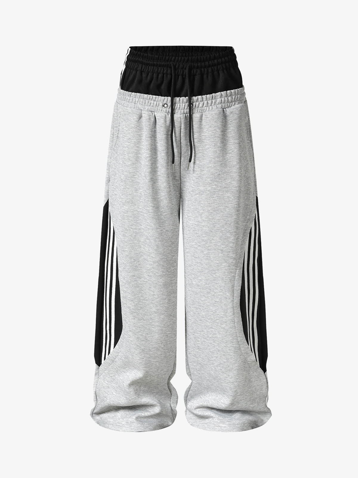 Layered Double-Waistband Wide-Leg Sweatpants; Flower Ash / S, Flower Ash / M, Flower Ash / L, Flower Ash / XL, Flower Ash / 2XL