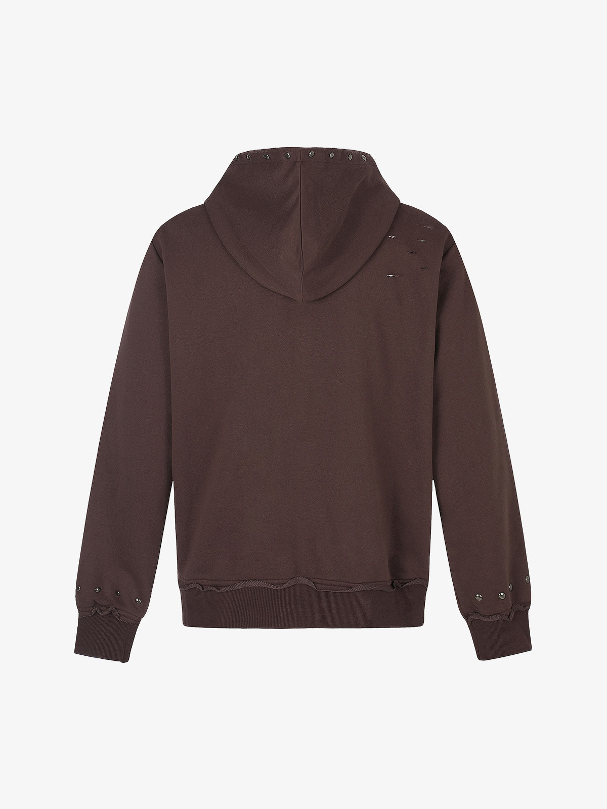 Studded Zip-Up Hooded Punk Sweatshirt Jacket; Coffee / S, Coffee / M, Coffee / L, Coffee / XL