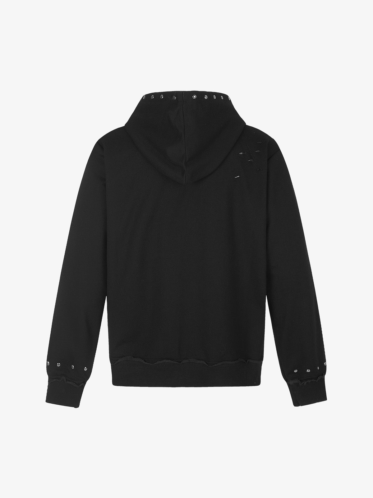 Studded Zip-Up Hooded Punk Sweatshirt Jacket; Black / S, Black / M, Black / L, Black / XL