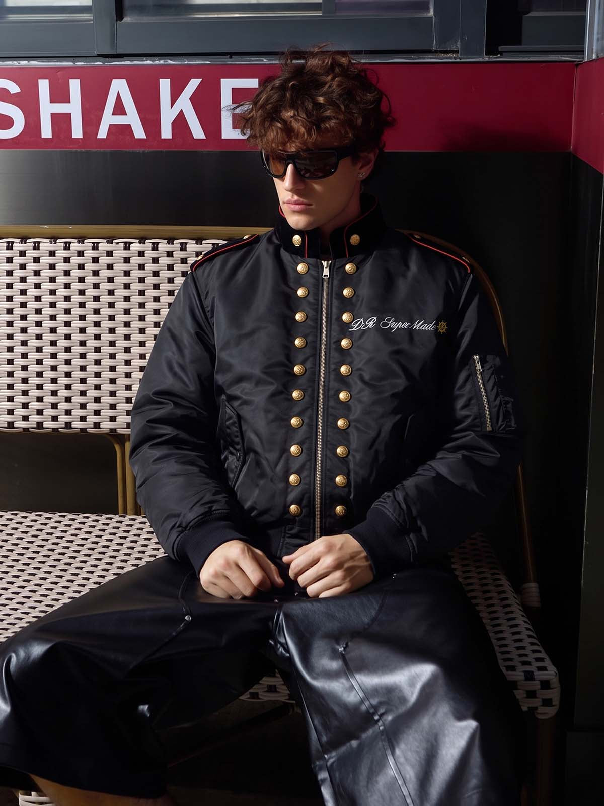 Napoleonic Button Padded MA-1 Bomber Jacket; Basic Black / S, Basic Black / M, Basic Black / L, Basic Black / XL, Basic Black / 2XL