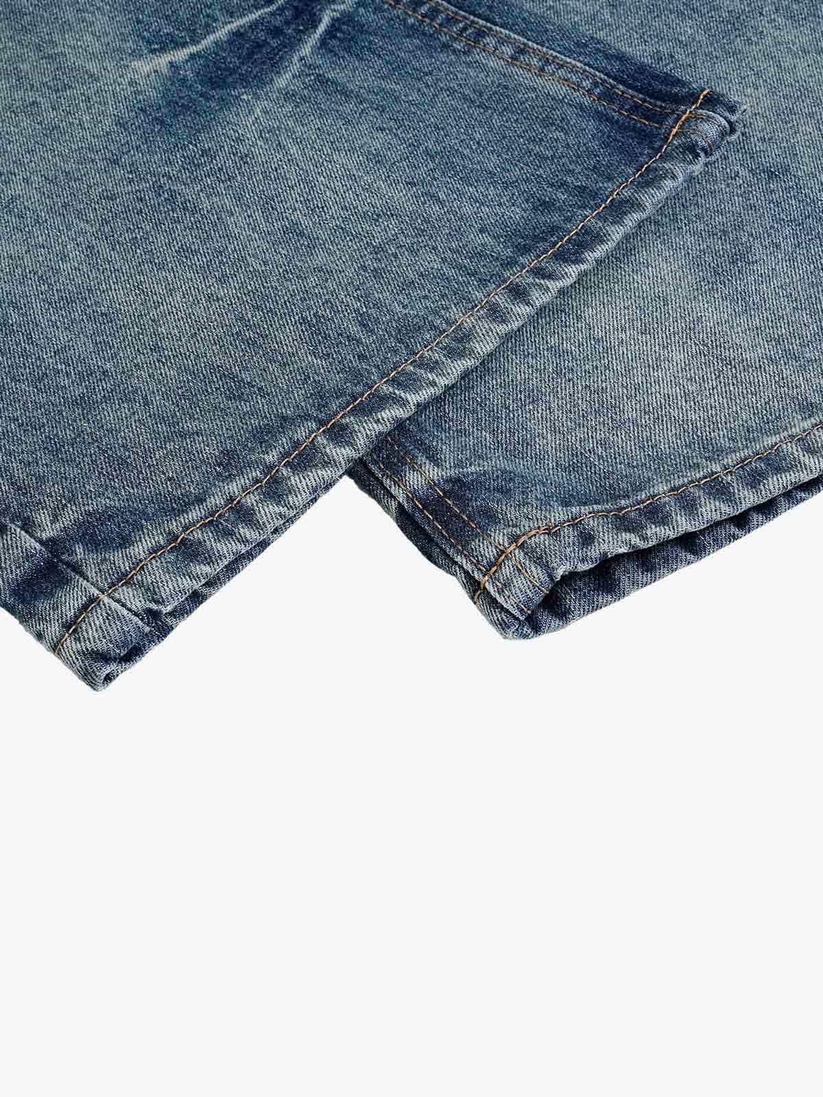 Distressed Washed Jeans; Blue / M, Blue / L, Blue / XL, Blue / 2XL