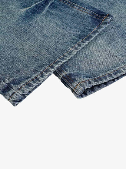 Distressed Washed Jeans; Blue / M, Blue / L, Blue / XL, Blue / 2XL