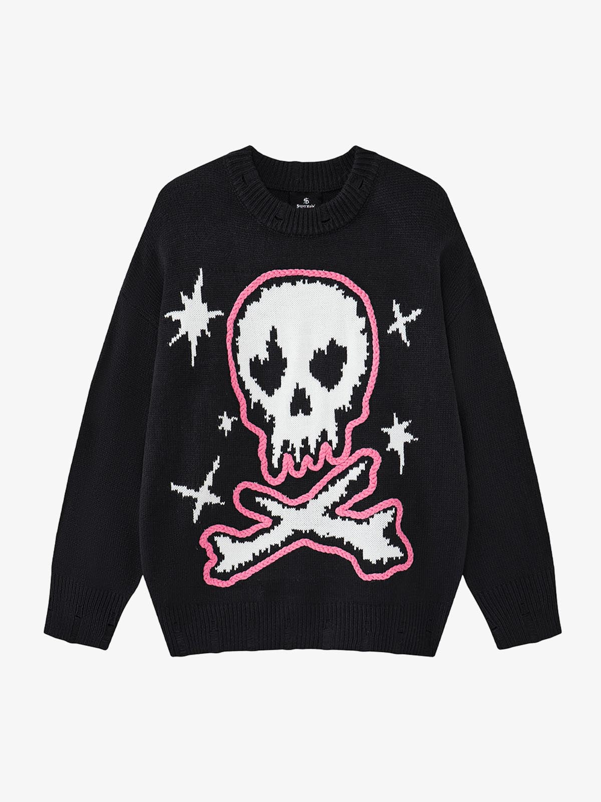 Skull Skeleton Graphic Knit Sweater; Black / S, Black / M, Black / L, Black / XL
