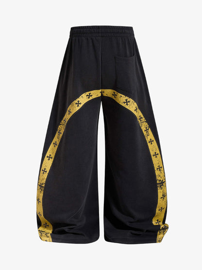 Crest Graphic Wide-Leg Sweatpants; Black / S, Black / M, Black / L, Black / XL