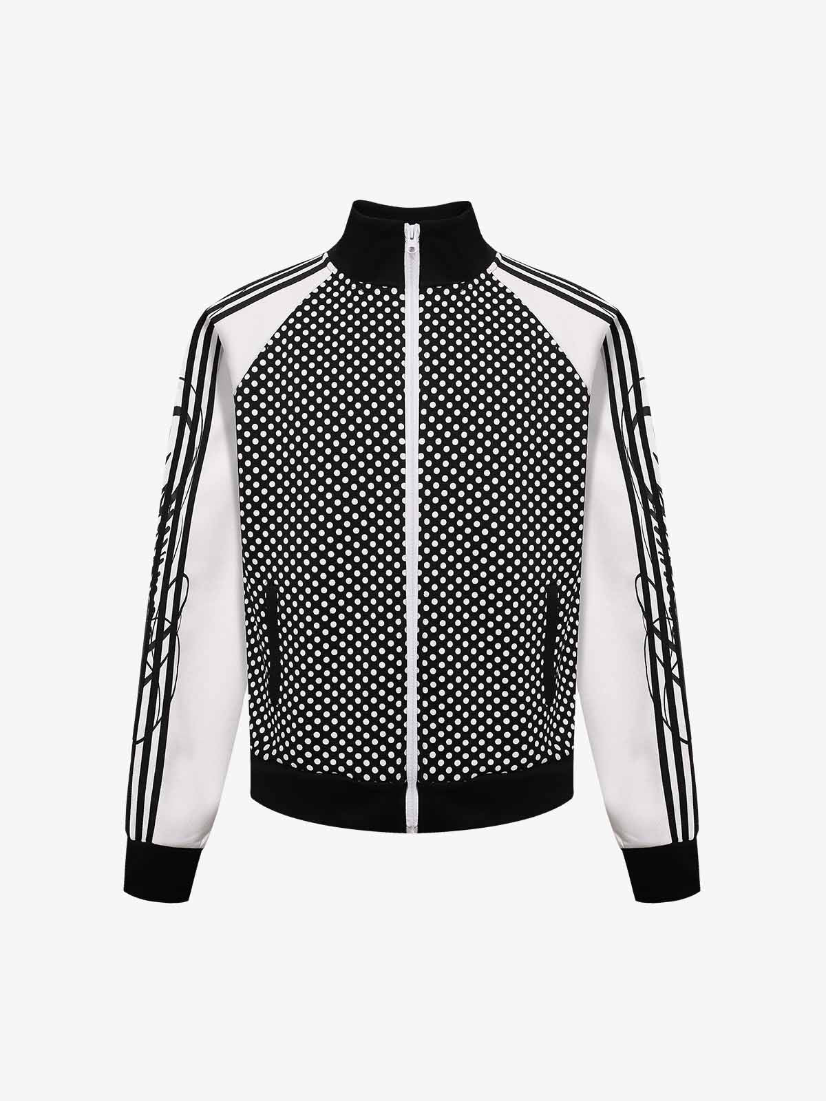 Polka-Dot Script Graphic Jacket; White / M, White / L, White / XL