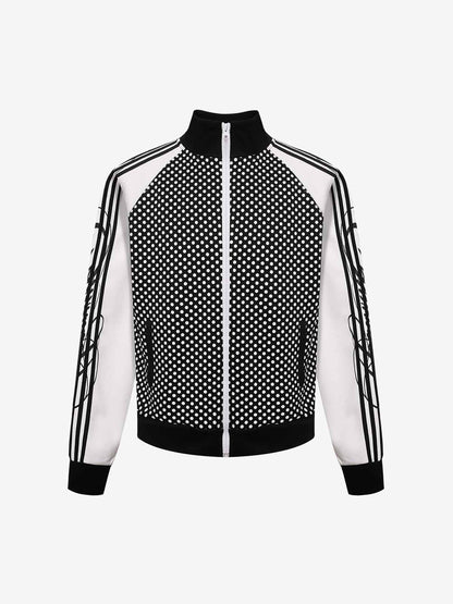 Polka-Dot Script Graphic Jacket; White / M, White / L, White / XL