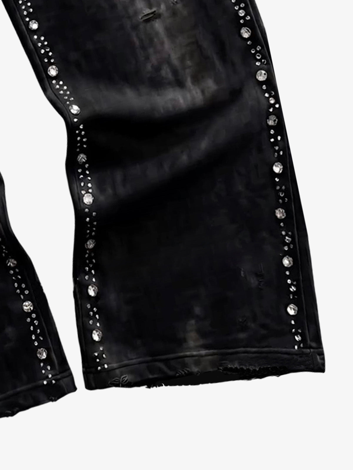 Distressed Rhinestone Sweatpants; Black / S, Black / M, Black / L, Black / XL, Black / 2XL