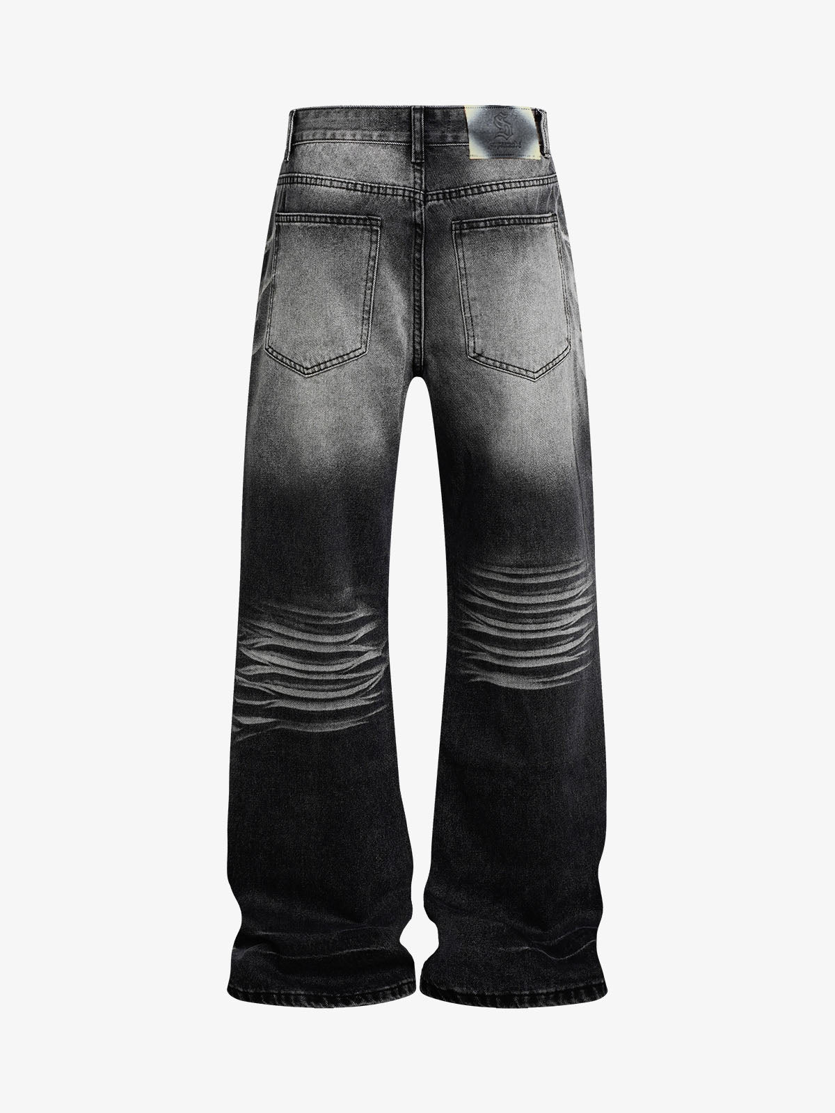 Distressed Washed Jeans; Black / M, Black / L, Black / XL, Black / 2XL