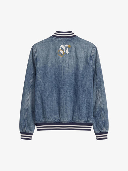 Anchor Club Star Graphic Washed Denim Jacket; Washed Denim Blue / S, Washed Denim Blue / M, Washed Denim Blue / L, Washed Denim Blue / XL, Washed Denim Blue / 2XL