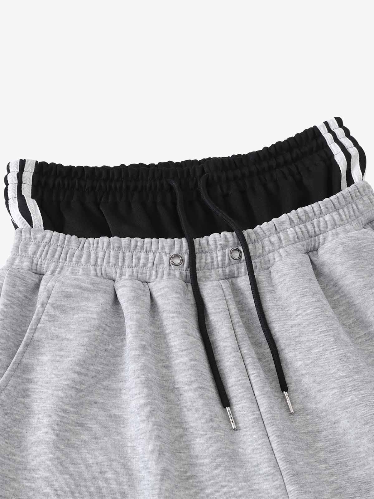 Layered Double-Waistband Wide-Leg Sweatpants; Flower Ash / S, Flower Ash / M, Flower Ash / L, Flower Ash / XL, Flower Ash / 2XL