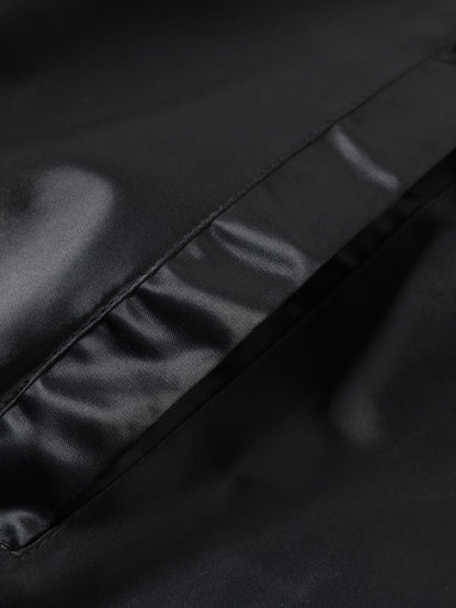 Street Badge Embroidered Lapel Jacket; Black / M, Black / L, Black / XL