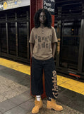 Distressed Graphic Henley T-Shirt
