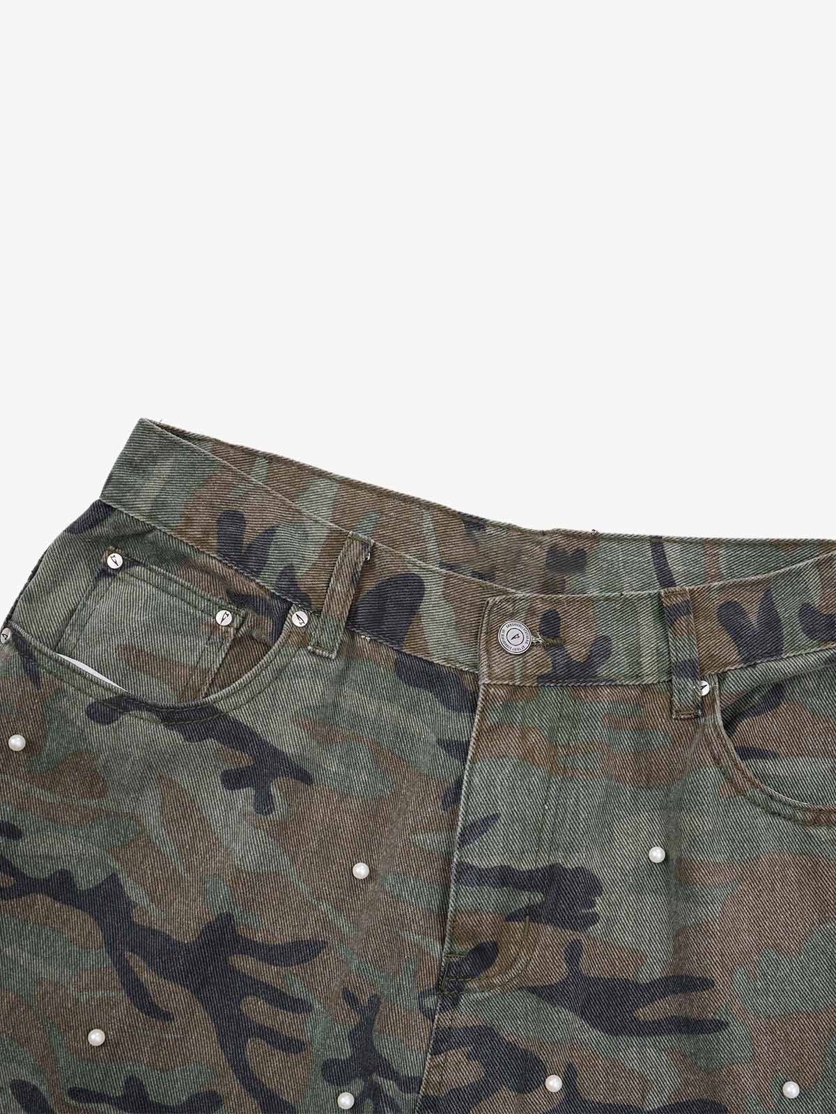Camo Beaded Cargo Pants; Forest Camouflage / M, Forest Camouflage / L, Forest Camouflage / XL