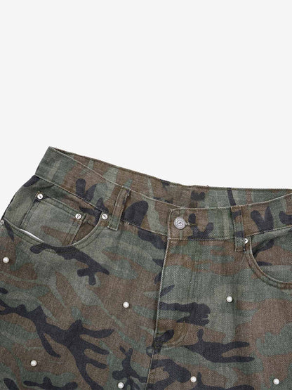 Camo Beaded Cargo Pants; Forest Camouflage / M, Forest Camouflage / L, Forest Camouflage / XL