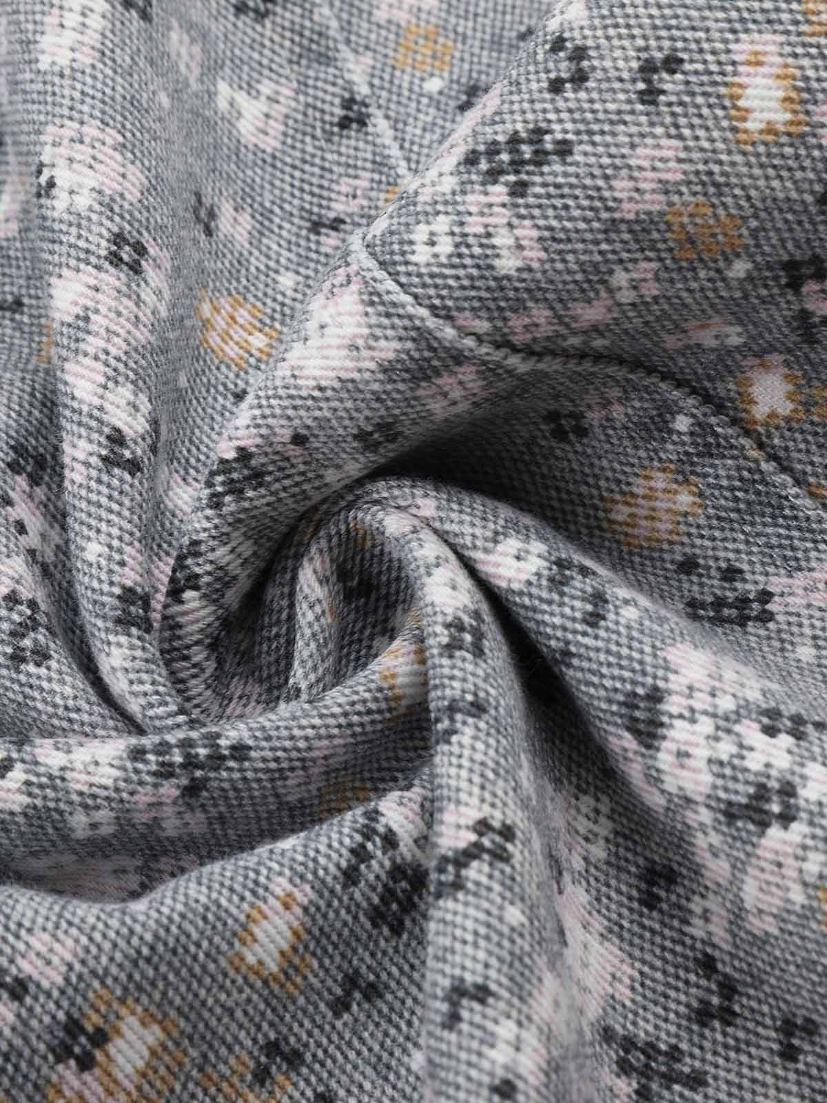 Floral Graphic Drawstring Wide-Leg Pants; Gray / S, Gray / M, Gray / L, Gray / XL
