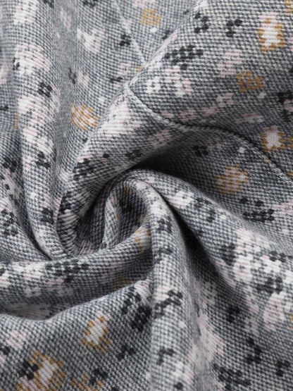 Floral Graphic Drawstring Wide-Leg Pants; Gray / S, Gray / M, Gray / L, Gray / XL