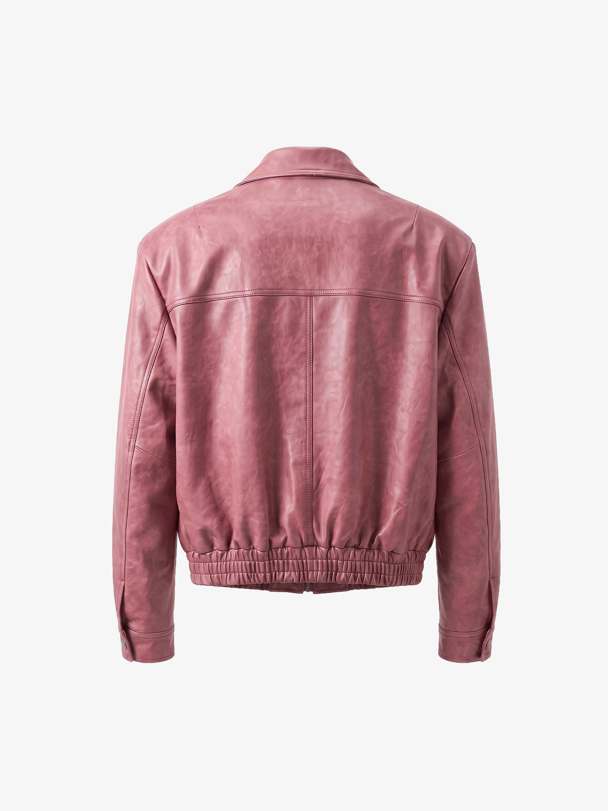 Cross Embroidered Color Block Cropped Biker Jacket; Pink / S, Pink / M, Pink / L, Pink / XL, Pink / 2XL, Pink / 3XL