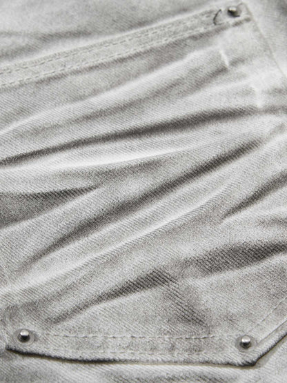 Heavy-duty Waxed Flared Jeans; White / S, White / M, White / L, White / XL, White / 2XL