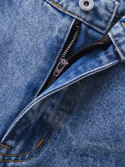 Y2K Faded Stacked Denim Jeans; Blue / S, Blue / M, Blue / L, Blue / XL