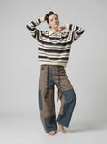 Patchwork Wide-Leg Denim Pants