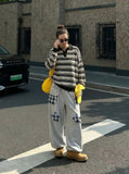 Balloon Pants with Plaid Details