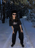 DAXUEN Relaxed-fit short-sleeved graphic T-shirt — model photo