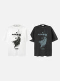 Faded Black Abstract Graphic T-Shirt