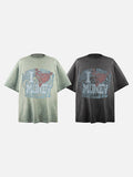 Distressed Heart Graphic Oversized T-Shirt
