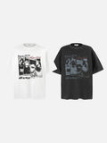 Distressed Portraits Graphic Oversized T-Shirt