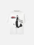 Distressed Red Text Graphic Oversized T-Shirt