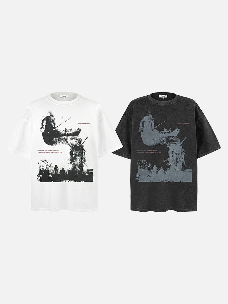 Distressed Illustrative Conflict Graphic Tee