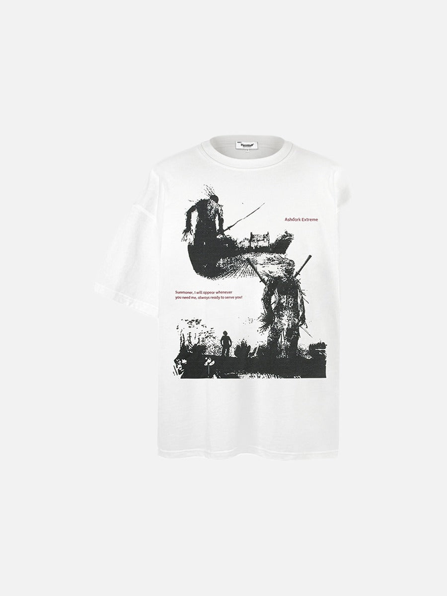 Distressed Illustrative Conflict Graphic Tee