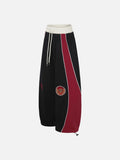 Bold Red Side Panels Wide-Leg Sweatpants