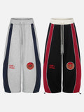 Bold Red Side Panels Wide-Leg Sweatpants