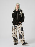 DAXUEN black angular panel knit zip jacket — model photo