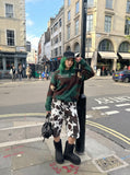 DAXUEN camouflage fuzzy knit sweater — model photo