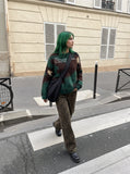 DAXUEN camouflage fuzzy knit sweater — model photo