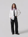 DAXUEN black textured long-sleeved button-up shirt — model photo