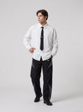 DAXUEN black textured long-sleeved button-up shirt — model photo